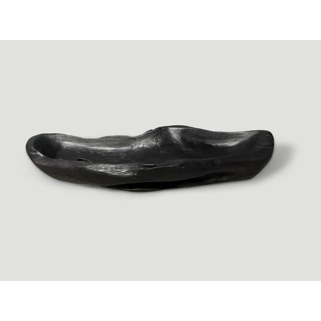 Andrianna Shamaris Sculptural Charred Teak Wood Vessel For Sale - Image 4 of 6