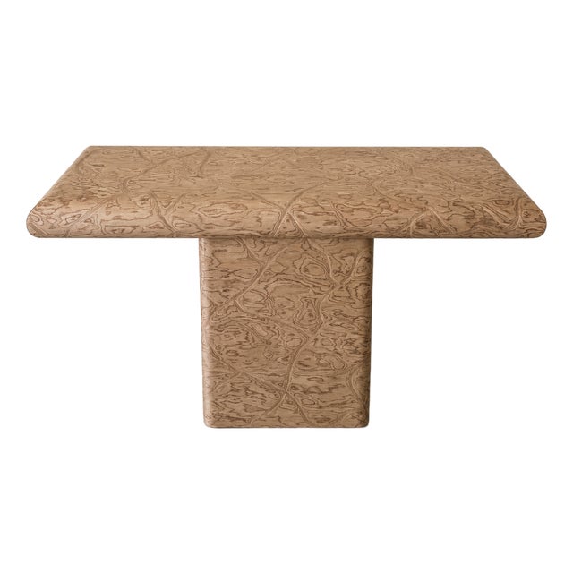 Vintage 1980s Postmodern Console Table | Bullnose Pedestal Table | Memphis Style Entryway Table For Sale