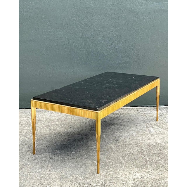 Vintage Gilt Metal and Stone Cocktail Table For Sale - Image 10 of 10