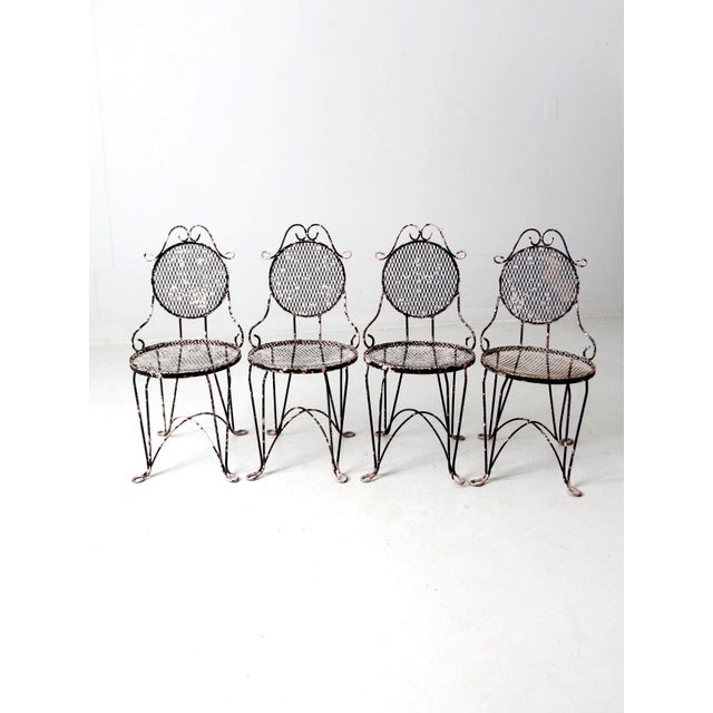 Mid-Century Wrought Iron Patio Set Table and Four Chairs For Sale - Image 15 of 18