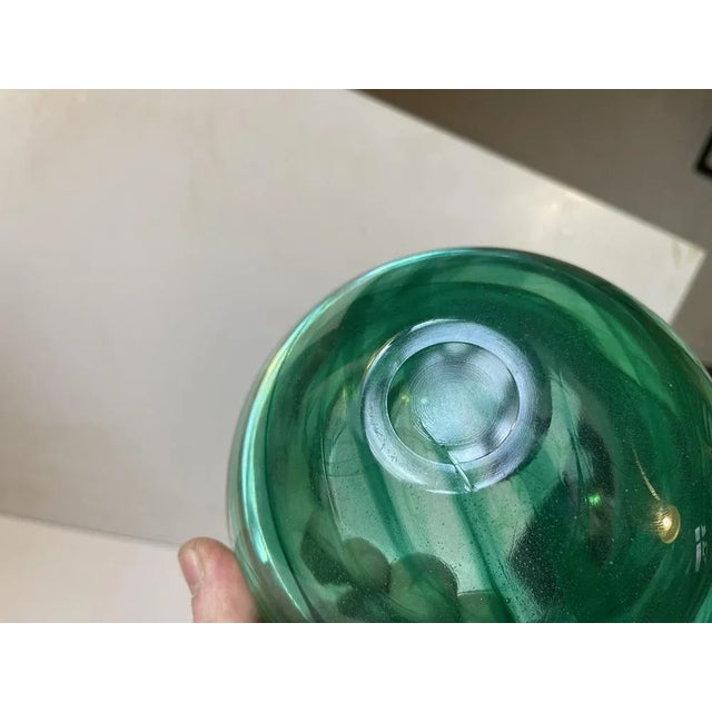 Vintage Green Atoll Art Glass Bowl by Anna Ehrner for Kosta Boda, 1980s For Sale - Image 3 of 8