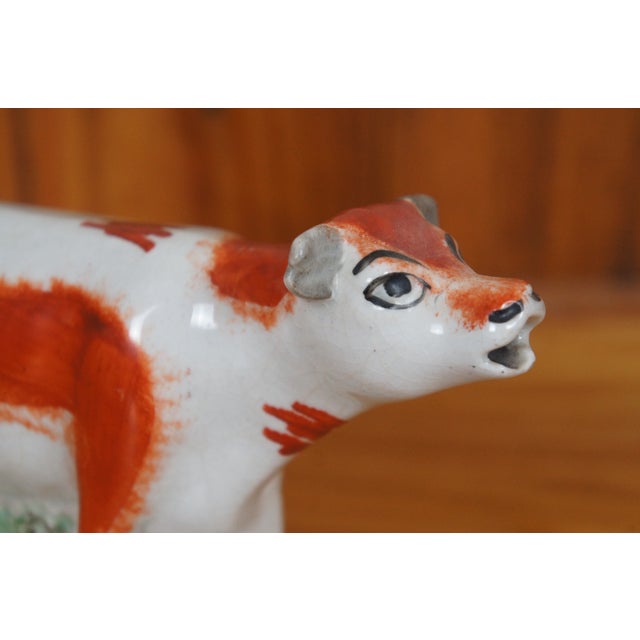 Antique 19th Century Staffordshire Porcelain Cow Milk Maid Spill Vase Creamer For Sale - Image 6 of 12
