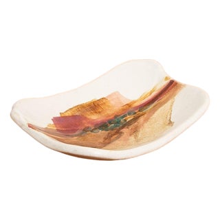 Mid 20th Century Modern Art Pottery Ashtray Earthenware Ceramic Multi Colored Glaze MCM For Sale