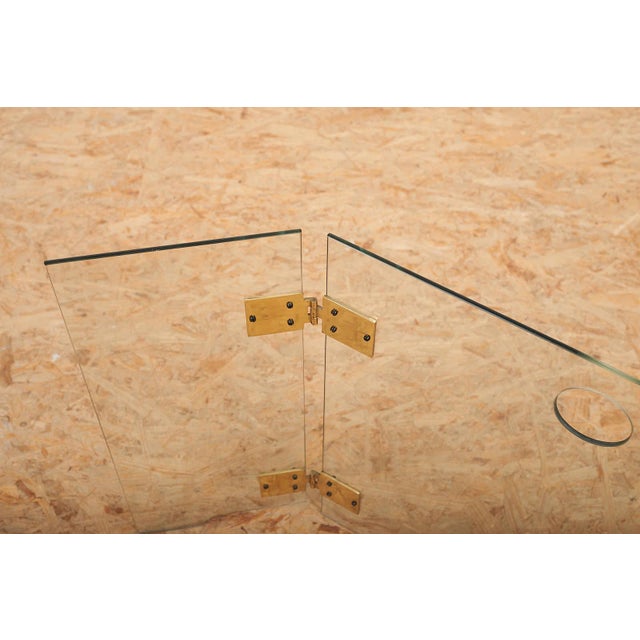 Metal Fire Screen with Three-Part Glass Fire Guard with Gilded Brass Hinges, 1940s For Sale - Image 7 of 17