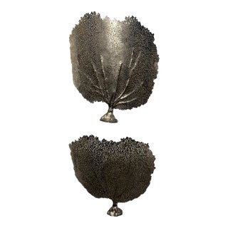 Silver Sea Foam Coastal Electric Sconces - a Pair For Sale