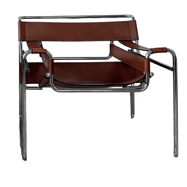 Wassily B3 Armchairs in Cognac Leather by Marcel Breuer, 1980s For Sale
