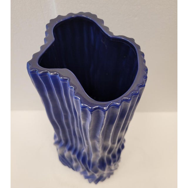 Small Modern Blue Ceramic Vase in Blown Glass, Denmark, 1970s For Sale - Image 9 of 14