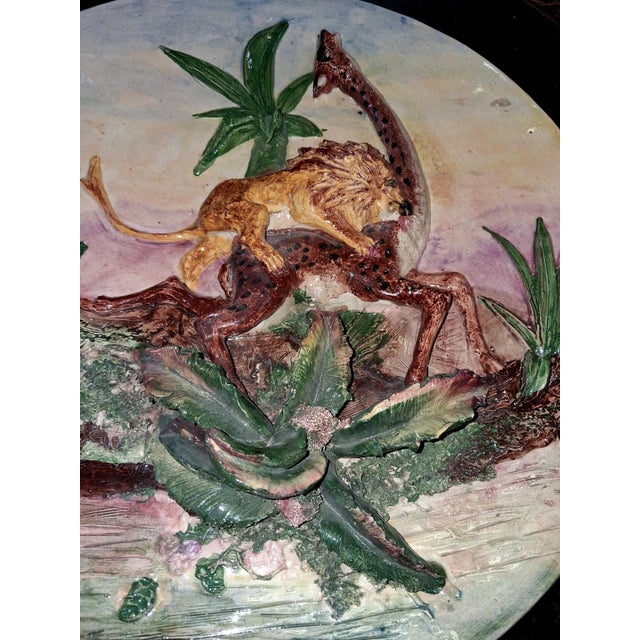 Large Ceramic Wall Platter with Relief Decoration, 1950s For Sale - Image 6 of 7