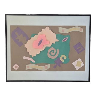Henri Matisse Style Framed Paper Cutout Collage Art For Sale