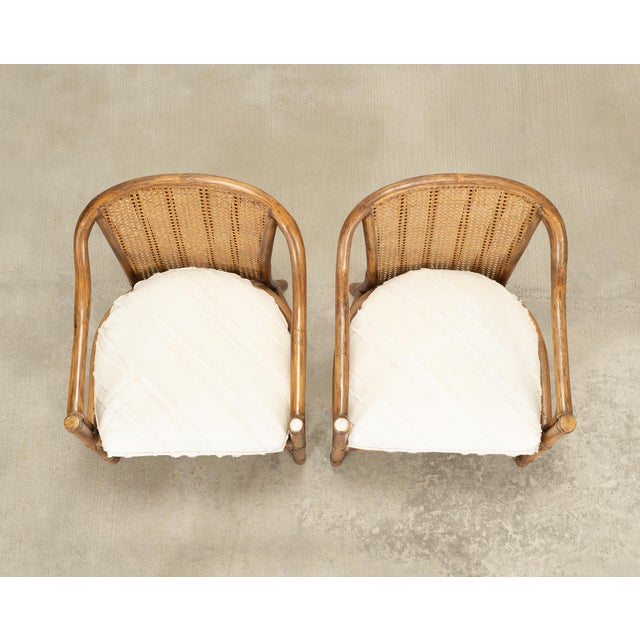 McGuire Pair of McGuire Organic Modern Rattan and Cane Armchairs For Sale - Image 4 of 18