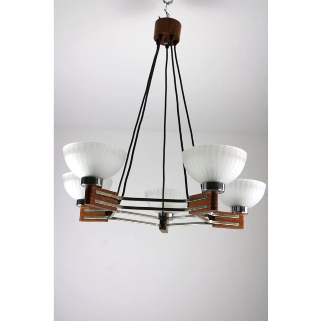 Art Deco Rosewood and Glass Chandelier, 1930s For Sale - Image 9 of 14