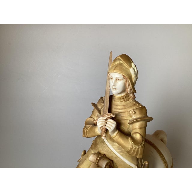 Hand Painted Porcelain Figure of Joan of Arc Riding a Horse For Sale - Image 9 of 11