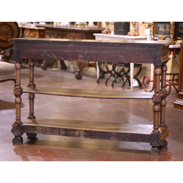 19th Century French Henri II Carved Oak Console Table Server For Sale - Image 12 of 12