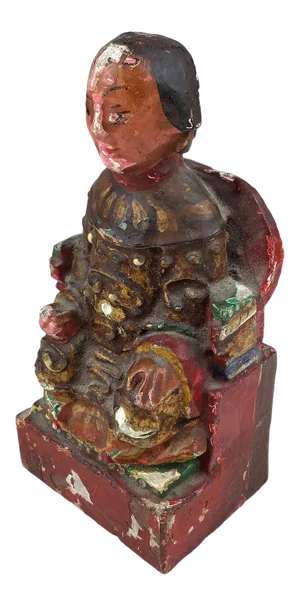 Antique Wooden Sitting Chinese Empress Figurine