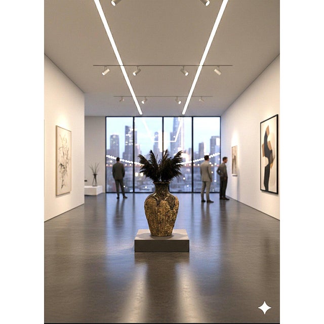 1980s Massive Mactan and Natural Stone Floor Vase or Urn For Sale - Image 17 of 17