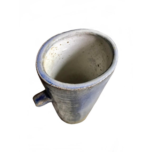 Ceramic Signed 1970s Mid Century Blue Drip Ceramic Vase / Modernist Art Studio Pottery For Sale - Image 7 of 9