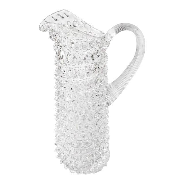 Mid-Century Modern Clear Hobnail Glass Pitcher For Sale