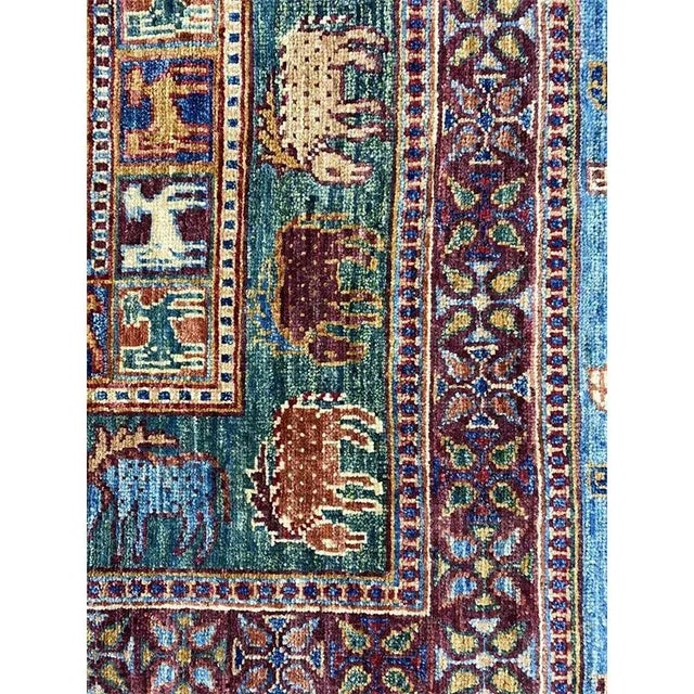 Handwoven Animal Print Turkmen Style Area Rug 6'7"×9'10" For Sale - Image 9 of 12
