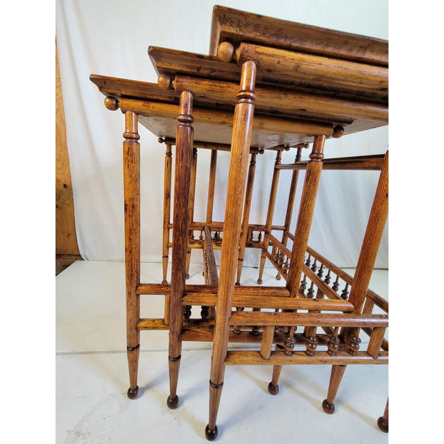 Chestnut 19th Century Victorian Chestnut Stacking Ball Nesting Table Set of 3 For Sale - Image 8 of 12