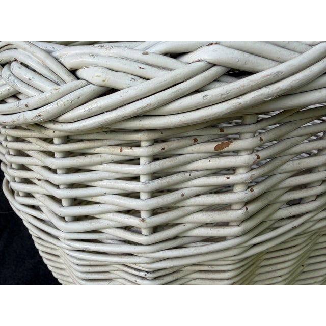 Antique Painted Gathering Willow Basket With Top Handle For Sale - Image 12 of 18