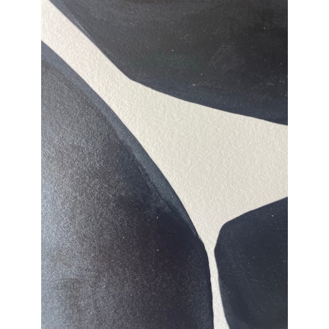Original minimalist abstract painting on French hand crafted cotton paper. Framed in a solid Walnut wood locally crafted...