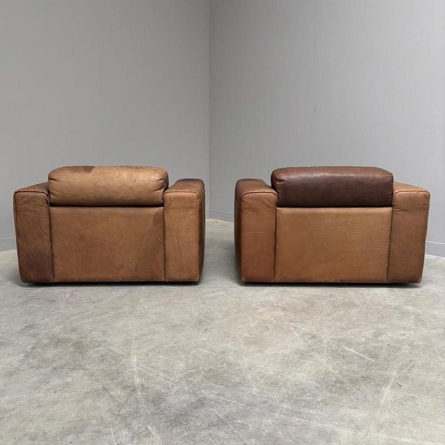 Vintage Brown Leather Lounge Chairs, 1970s, Set of 2 For Sale - Image 10 of 18