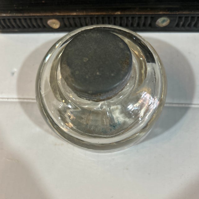Wood Antique Inlaid Inkwell For Sale - Image 7 of 9