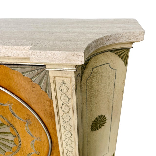 Wood Late 20th Century Italian Neoclassical Style Hand-Painted Console Cabinet or Commode For Sale - Image 7 of 15