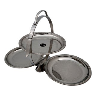 Mercurio Cake Stand in 18/10 Stainless Steel from Alessi Alfra, 1960s For Sale