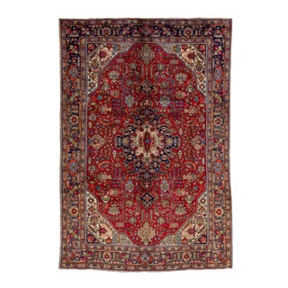 Room Size Persian Tabriz Handmade Wool Rug in Red For Sale