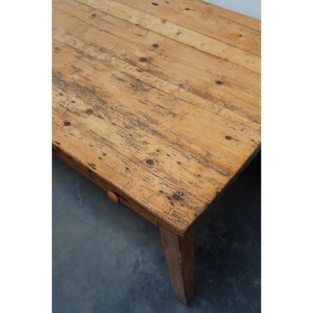 19th Century Antique English Light Pine Farmhouse Dining Table For Sale - Image 9 of 18