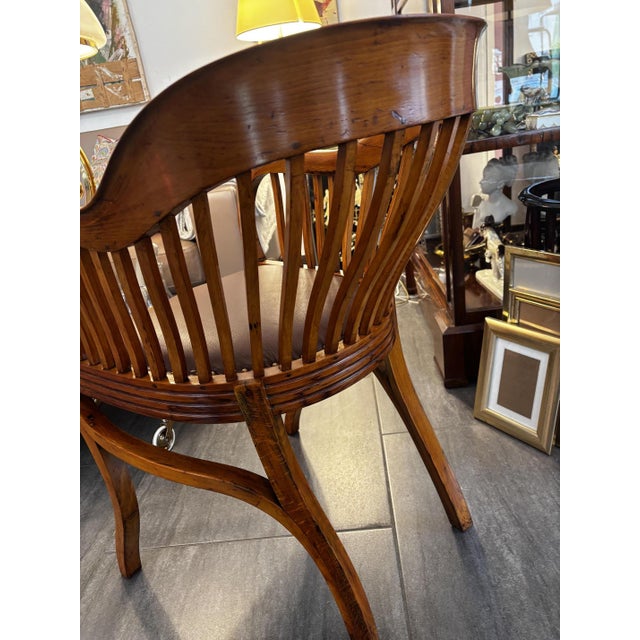 Desk Chair in Beech and Leather, 1930s For Sale - Image 3 of 9