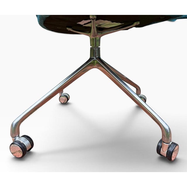Gemma Bernal “Martini” Swivel Chair for Source International – Teal Bouclé, Chrome Caster Base For Sale - Image 4 of 16