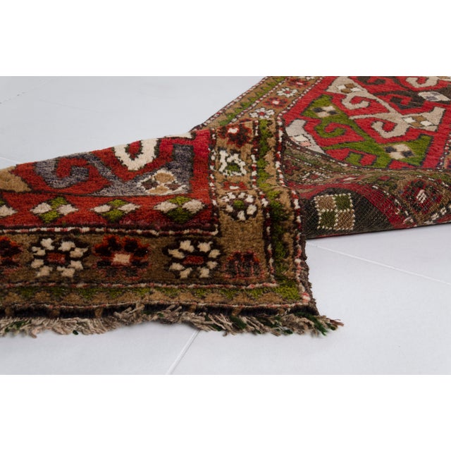 Textile 1960s Red & Olive Green Anatolian Carpet For Sale - Image 7 of 10