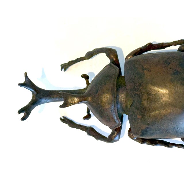 Japanese Articulate Bronze Beetle Jizai Okimono Attributed to Myochin Linage For Sale - Image 17 of 17