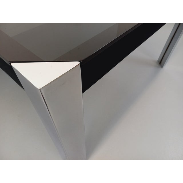 Vintage square dining table from the 1970s/80s, attributed to Italian designer Guido Faleschini for Mariani x Hermès,...