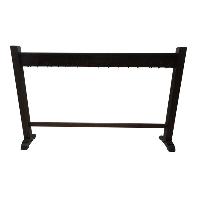 Antique Tiger Oak Art & Crafts Mission School House Coat Rack For Sale
