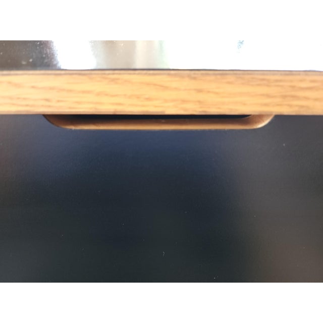 Mid Century Modern Lane® Black Veneer White Oak Storage Headboard & Bed