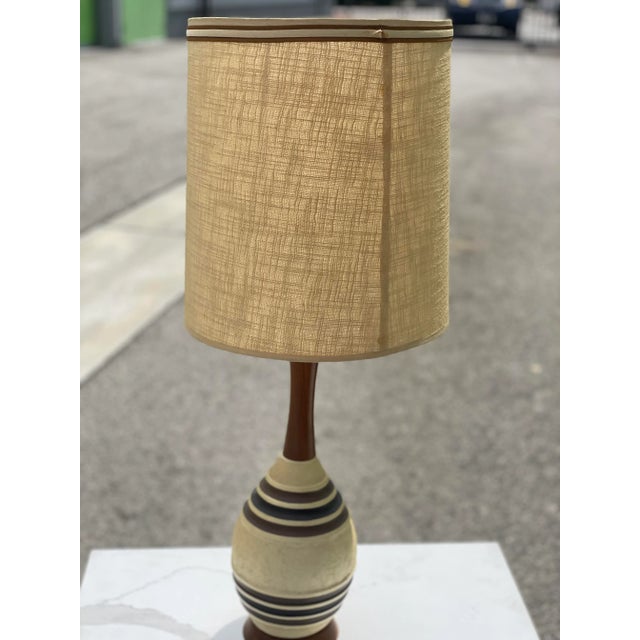 Midcentury Giant Drip Art Pottery desk Lamps in a beautiful textured drip glaze finish in amber and brown with a bronze...