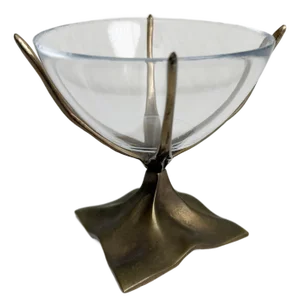 1950s Bronze & Glass Footed Candy Dish