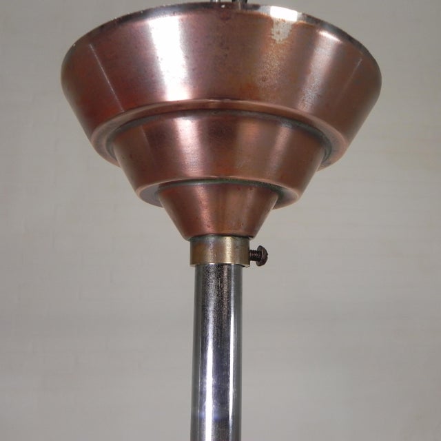 Art Deco Pendant Lamp with White Glass Shade, 1930s For Sale - Image 4 of 12