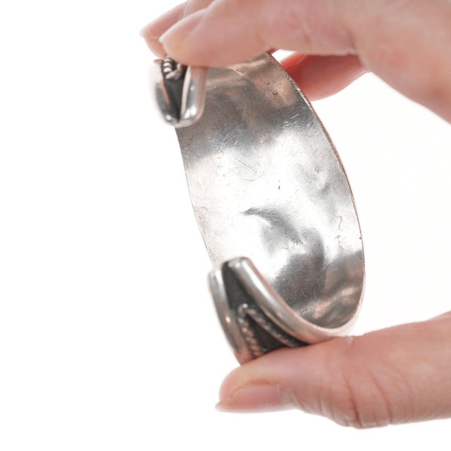 Metal 6 1/8" Vintage Zuni Turquoise and shell inlay cuff bracelet For Sale - Image 7 of 11