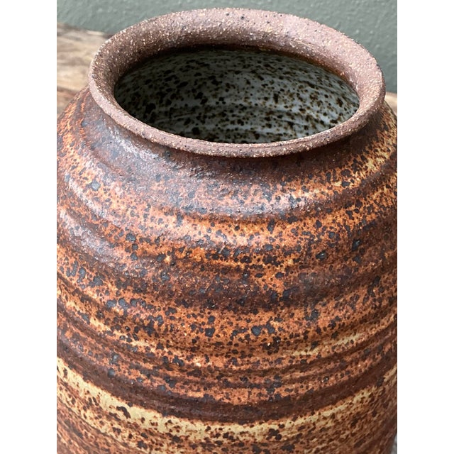 Vintage Original Studio Pottery Striped Lidded Vase For Sale - Image 10 of 12