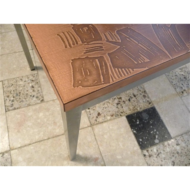 Abstract Patterned Copper Side Table from Opal Möbel, 1960s For Sale - Image 6 of 17