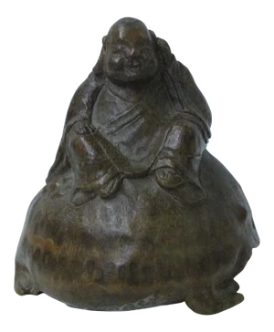 Chinese Bamboo Carved Lohon Figure Display