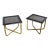 Late 20th Century Modern End or Side Tables 1 Rectangle & 1 Square W/Glass Inset Tops & Brass Plate Bases For Sale