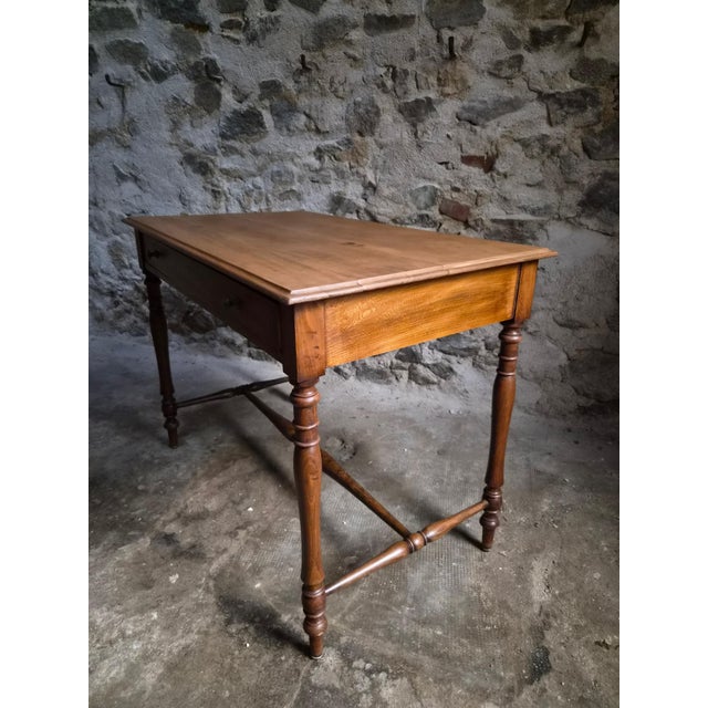 Antique Elm Writing Table with Large Drawer, France, 1920s For Sale - Image 6 of 18