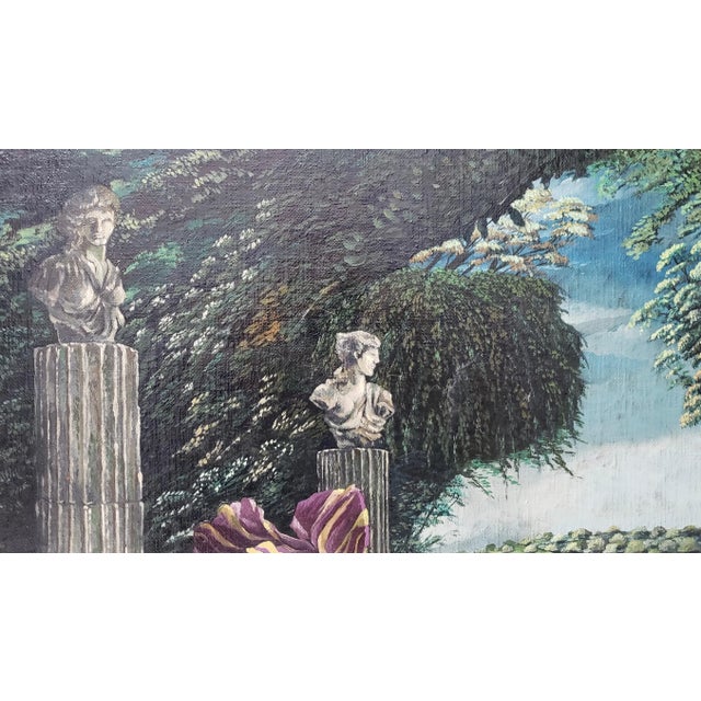 Landscape of Classical Sculptures Overlooking a Lush Country by Robert Franke C.1950s For Sale - Image 9 of 12