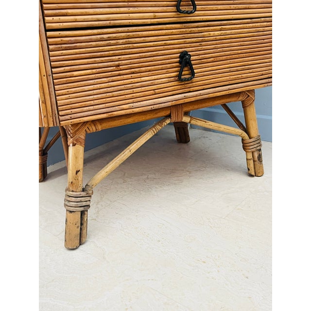 Rattan Chest of Drawers attributed to Adrien Audoux and Frida Minet, 1960s For Sale - Image 5 of 15