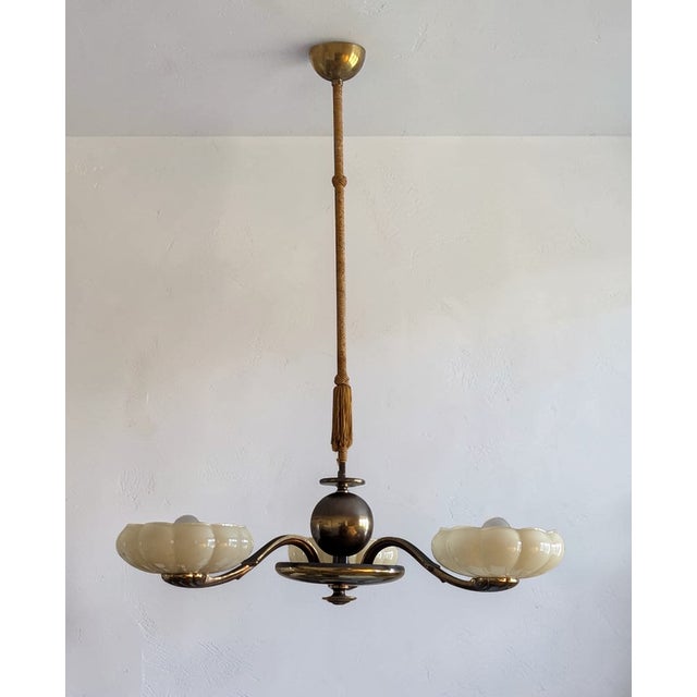 Large 3-Arm Chandelier by Paavo Tynell for Oy Taito AB, 1940s For Sale - Image 17 of 18
